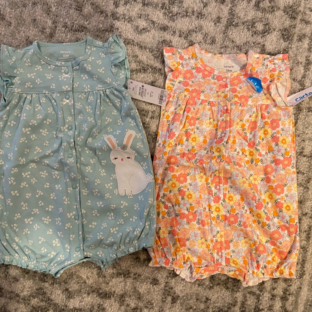 2 carters shortie onesies